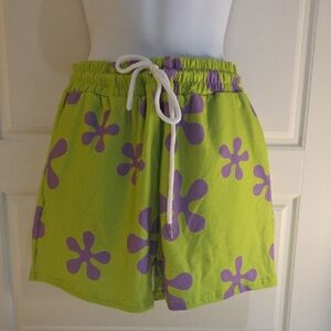Lime Green Purple Patrick Shorts With Pockets Adult/Teen